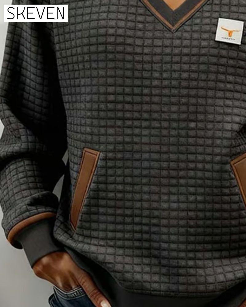 Casual Long-Sleeved V-Neck Sweatshirt