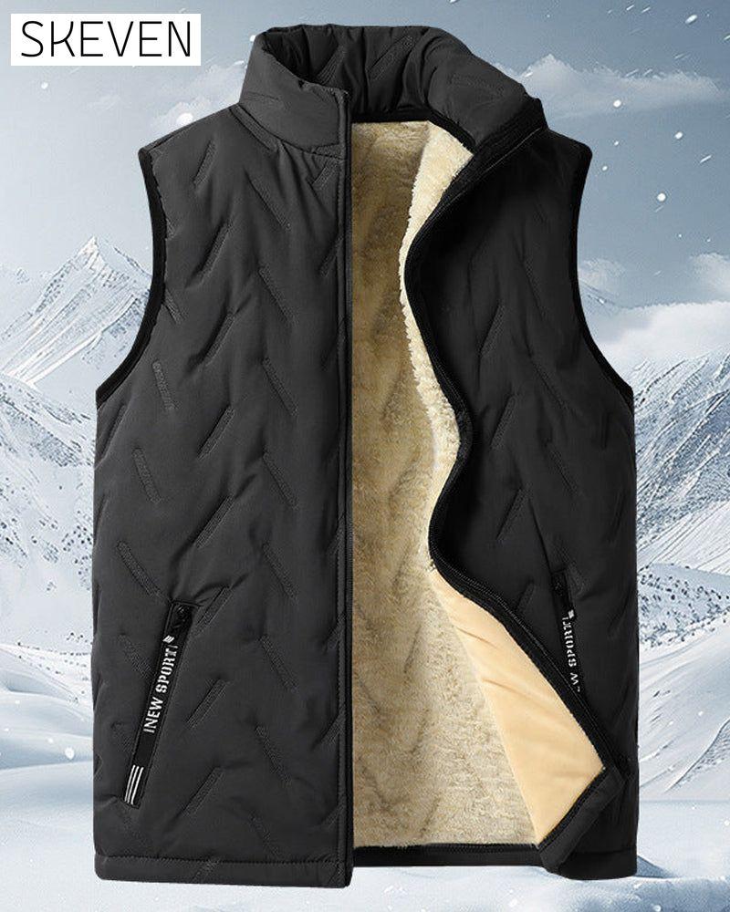Unisex Winter Warme Lässige Ärmellose Steppweste mit Fleecefutter