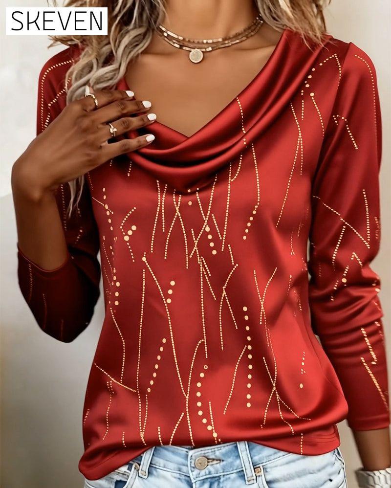 Cowl Neck Fashion Printed Top