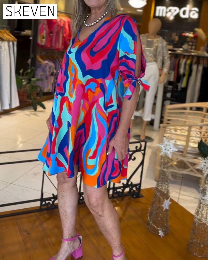 Round Neck Printed Loose Dress
