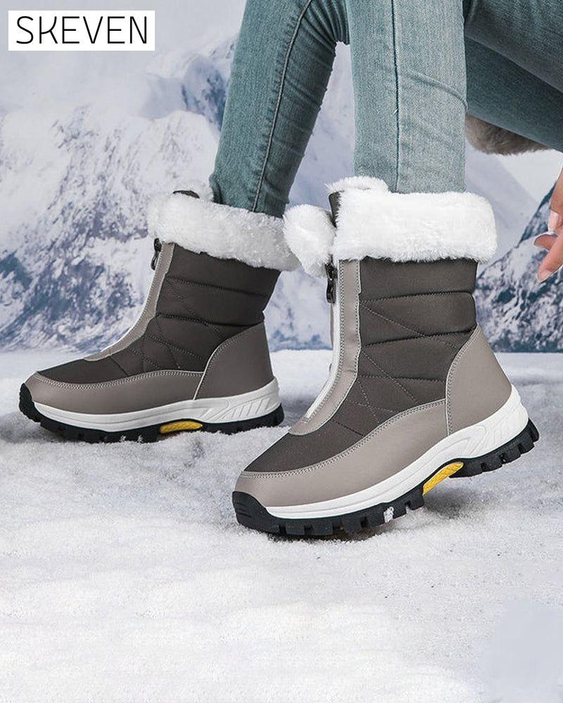 Damen-Schneestiefel mit Reißverschluss, rutschfest und warm