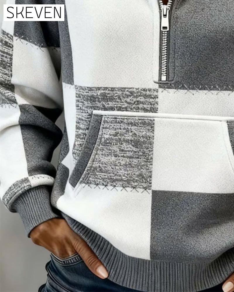 Fashionable Half-Zip Printed Hoodie