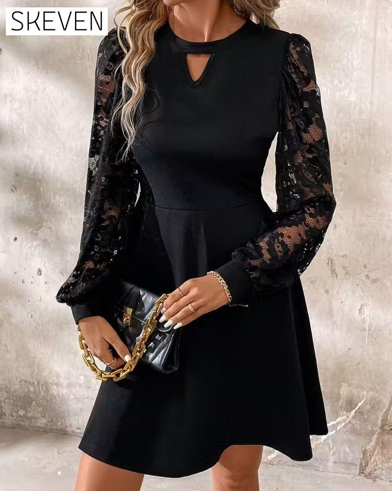 Robe trapèze à dentelle tendance