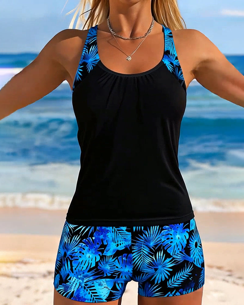 Sleeveless Tank Top Square-cut Tankini