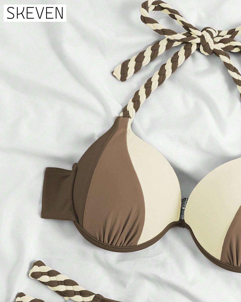 Ensemble bikini dos nu colorblock