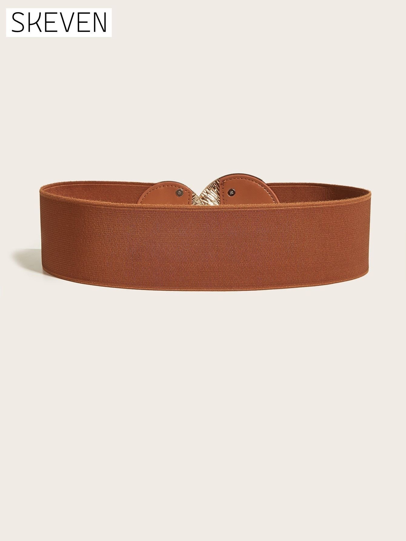 Damen Vintage Elastische Riem Met Gouden Gesp