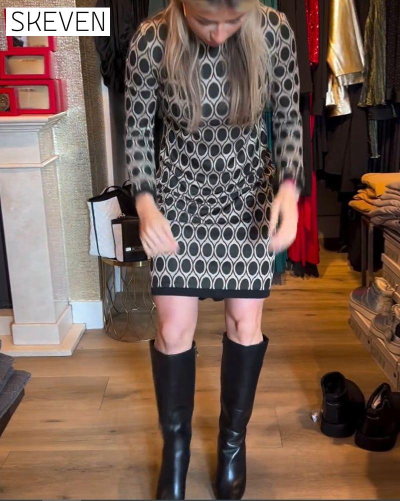 Polka dot print knee length dress