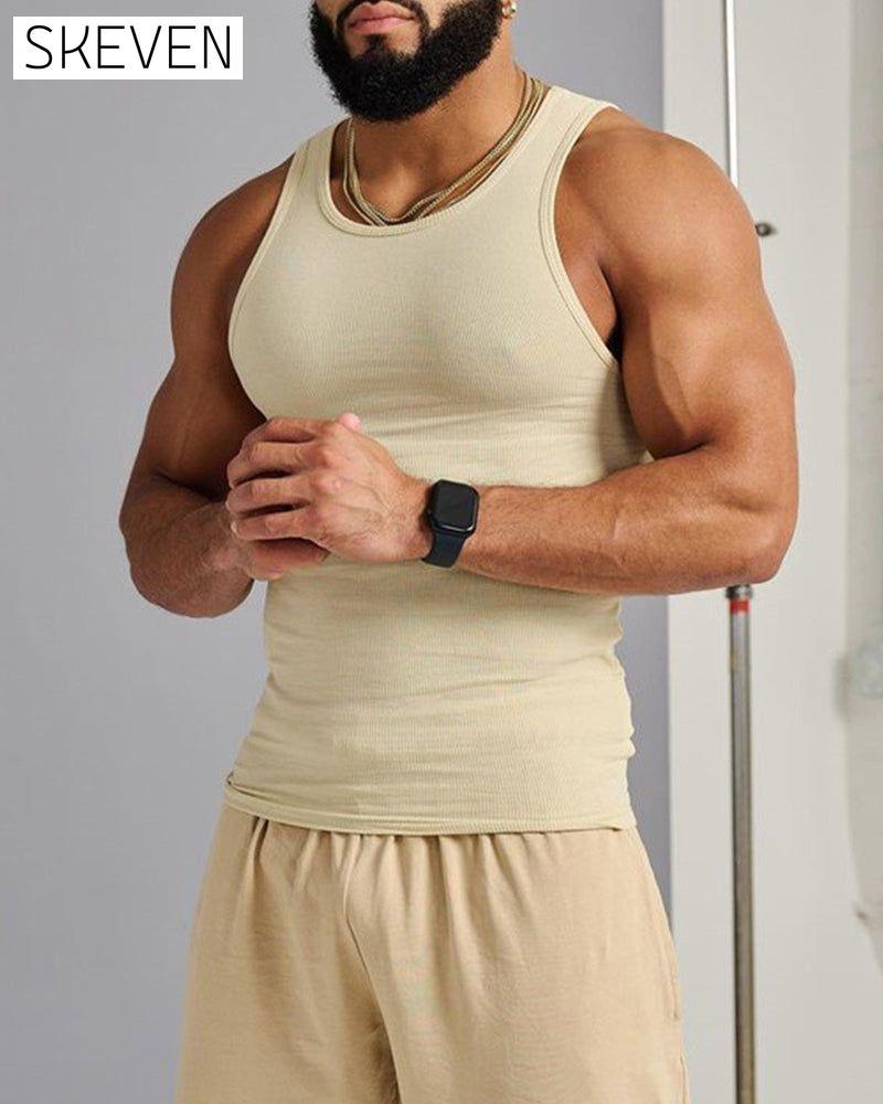 Men's solid color sleeveless vest