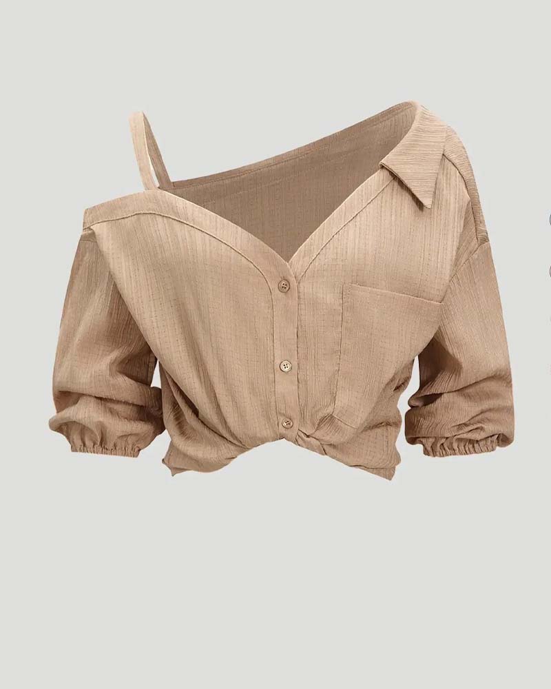One-Shoulder Strap Twist Blouse