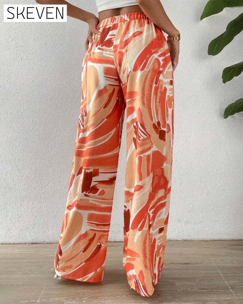 Casual printed wide-leg pants