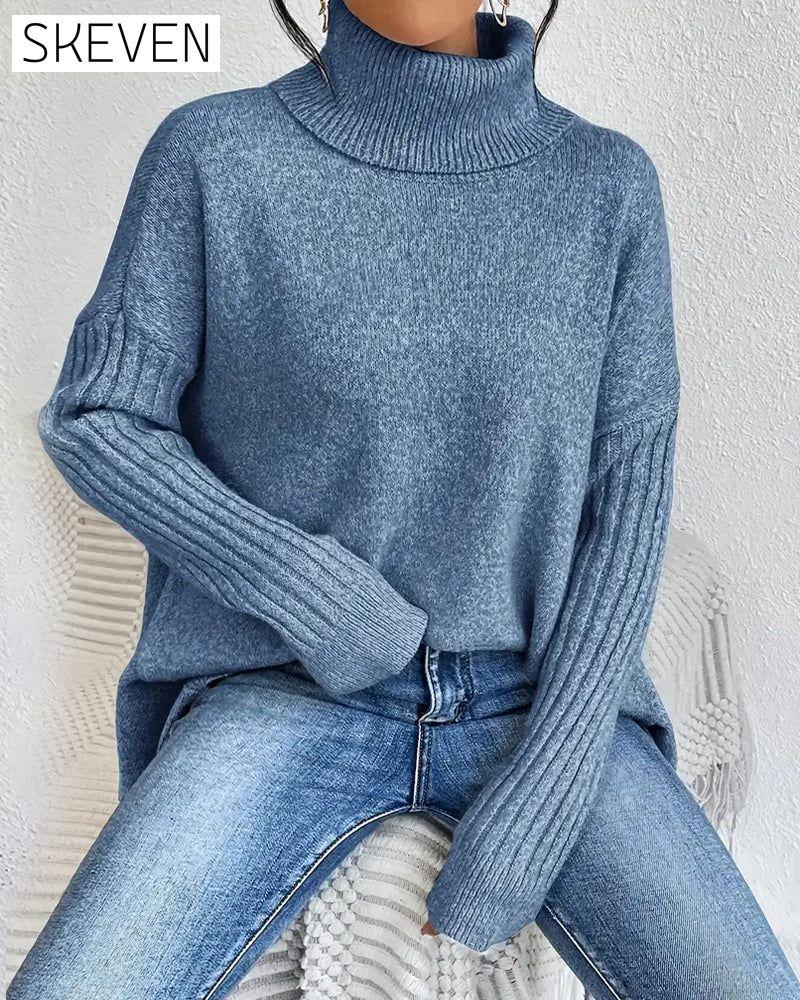 High Collar Irregular Loose Sweater