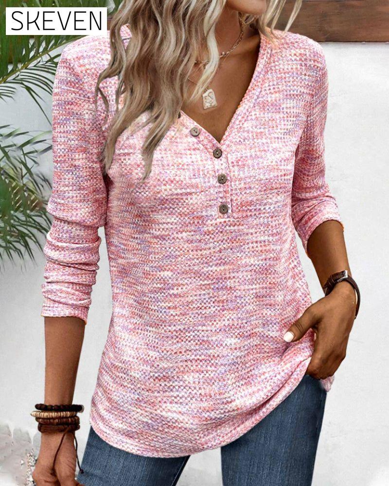 V-neck buttoned casual top