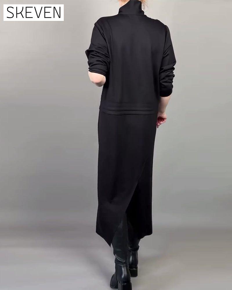 Stilvolles Kleid mit Reißverschlusskragen