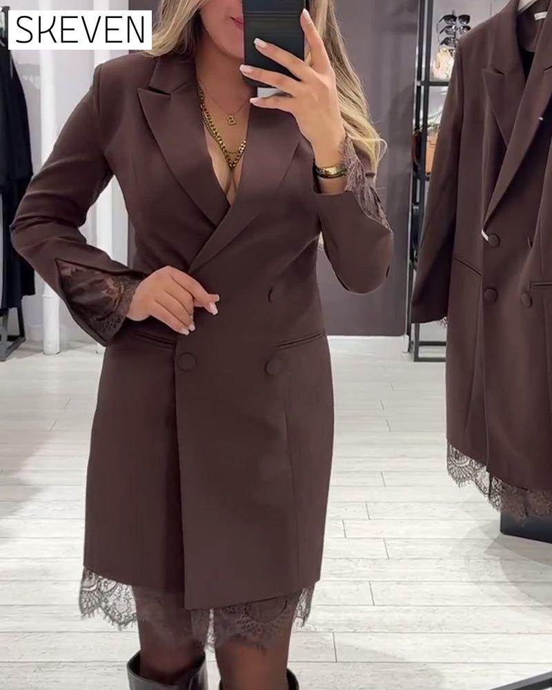 V-Neck Spliced Work Dress