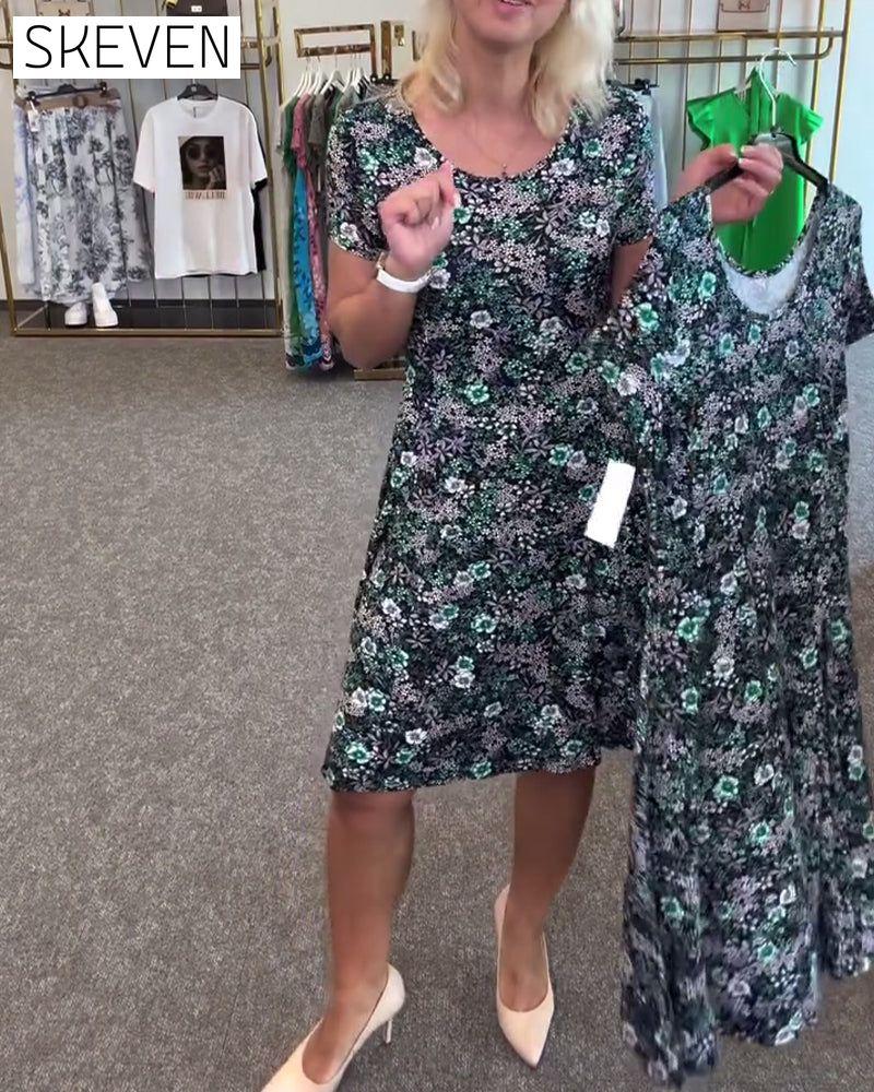 Temperament Slim Waist Printed Dress