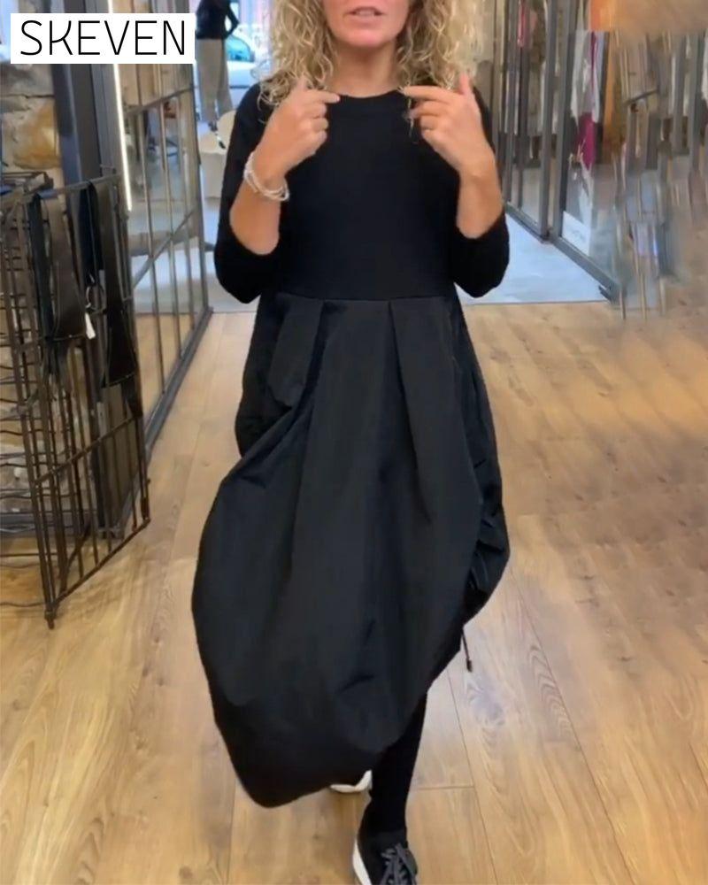 Patchwork-Freizeitkleid mit Kordelzug