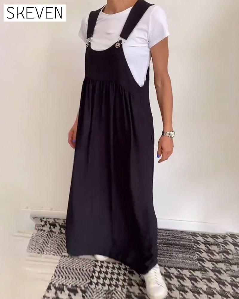 Lässiges einfarbiges Trägerkleid