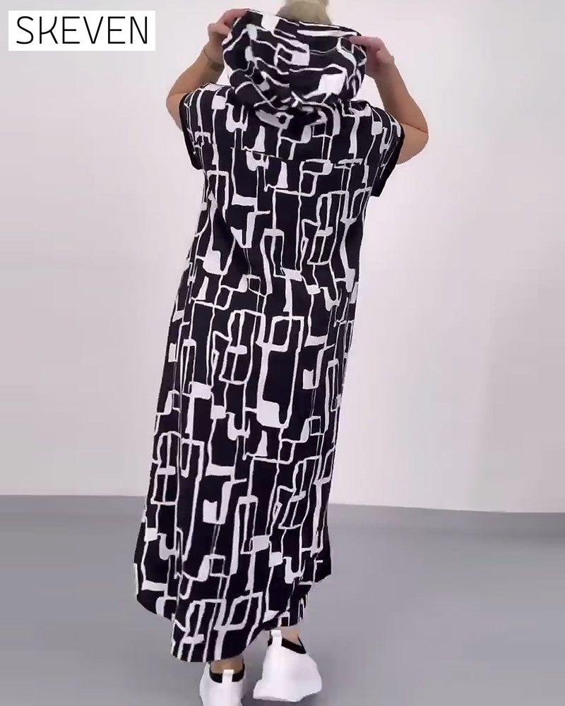 Robe ample contrastée à demi-zip