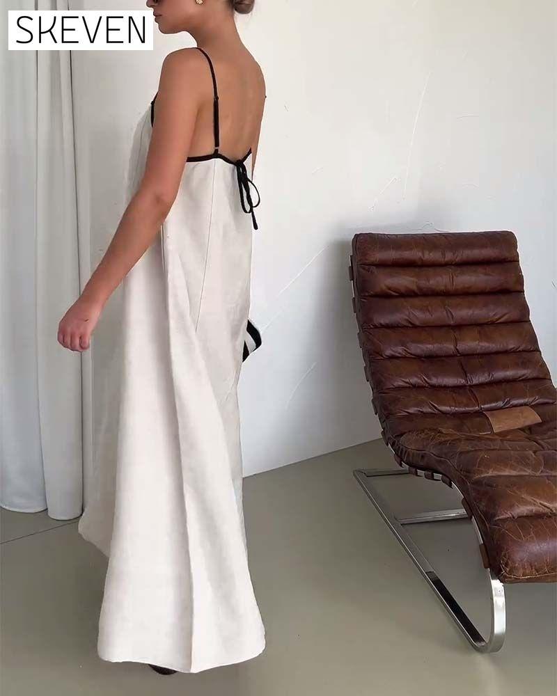 Contrast color suspender casual dress casual dresses summer