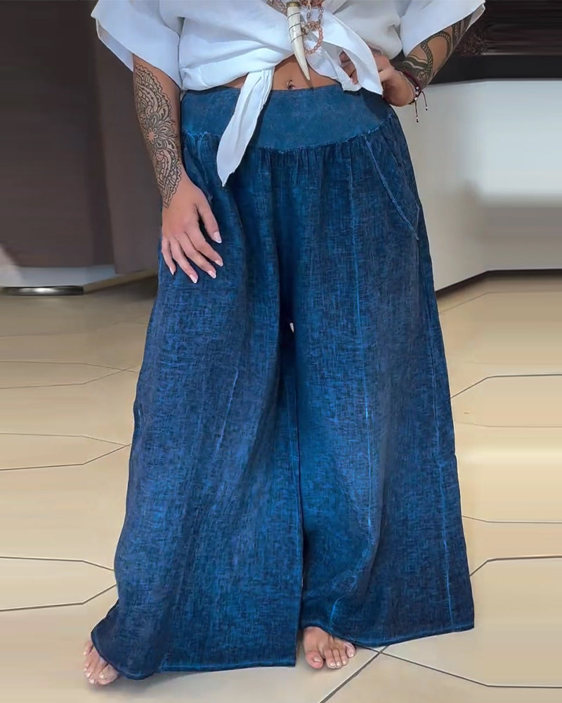 Retro High Waist Wide Leg Pants