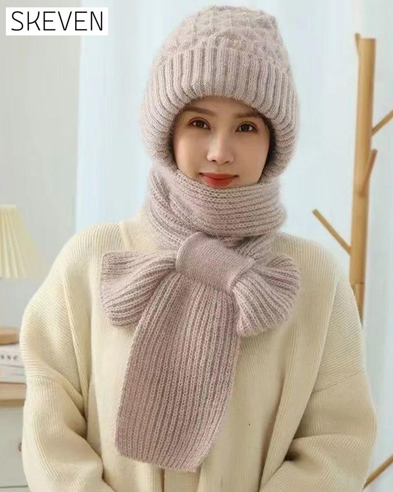 Winter Versatile Knitted Hooded Scarf for Women