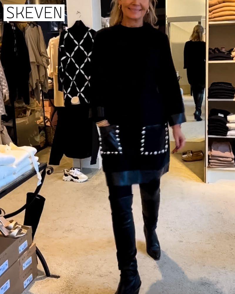 Lässiges Kleid mit Rundhalsausschnitt und Taschen