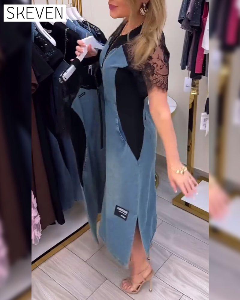 Kleid mit Spitzenärmeln – Modisches Design