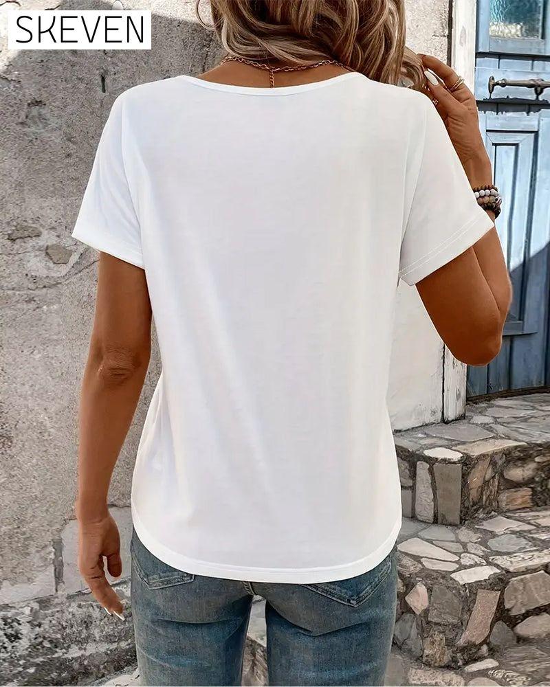 Versatile Crossover V-Neck Short Sleeve T-Shirt