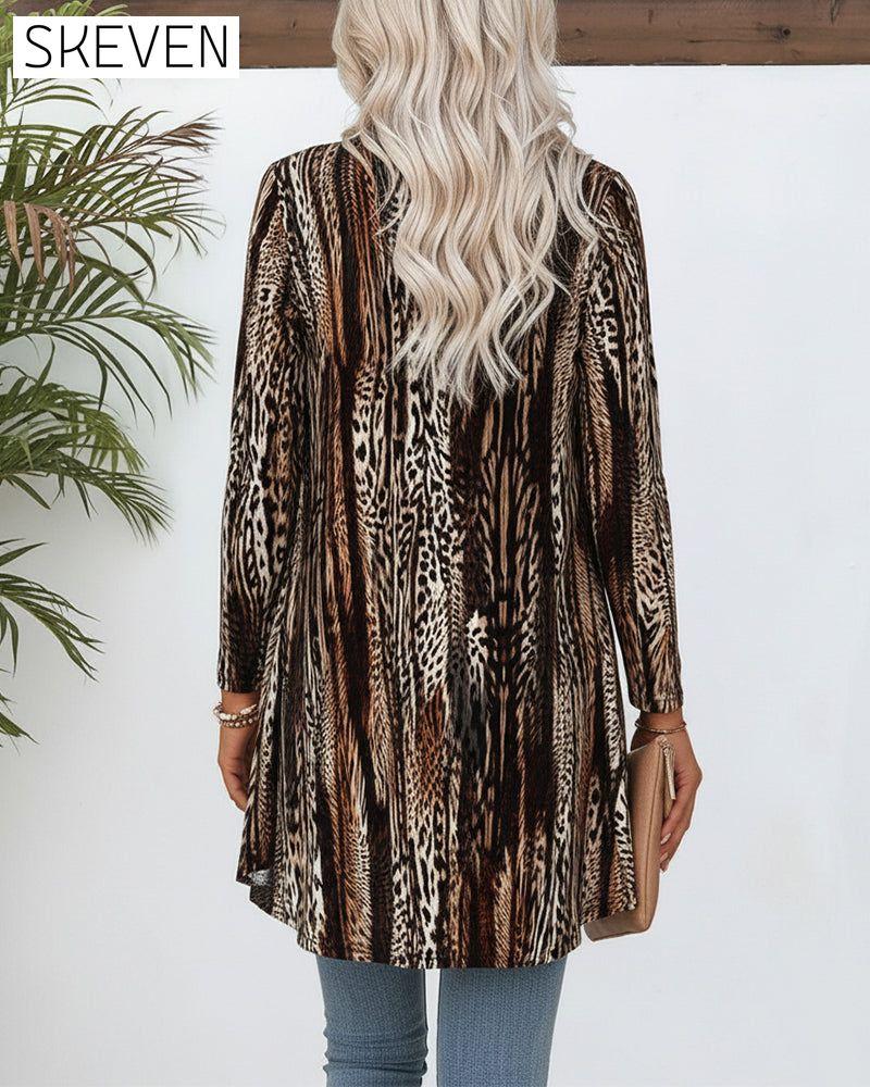 Faux Two-Piece Leopard Print Paneled Top