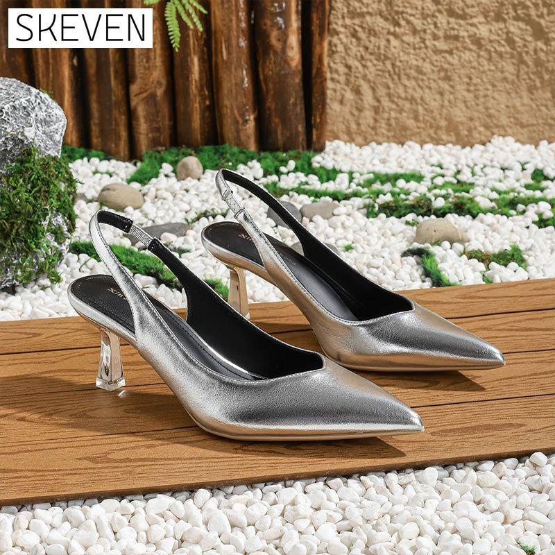 einfarbige, elegante, spitze High Heels
