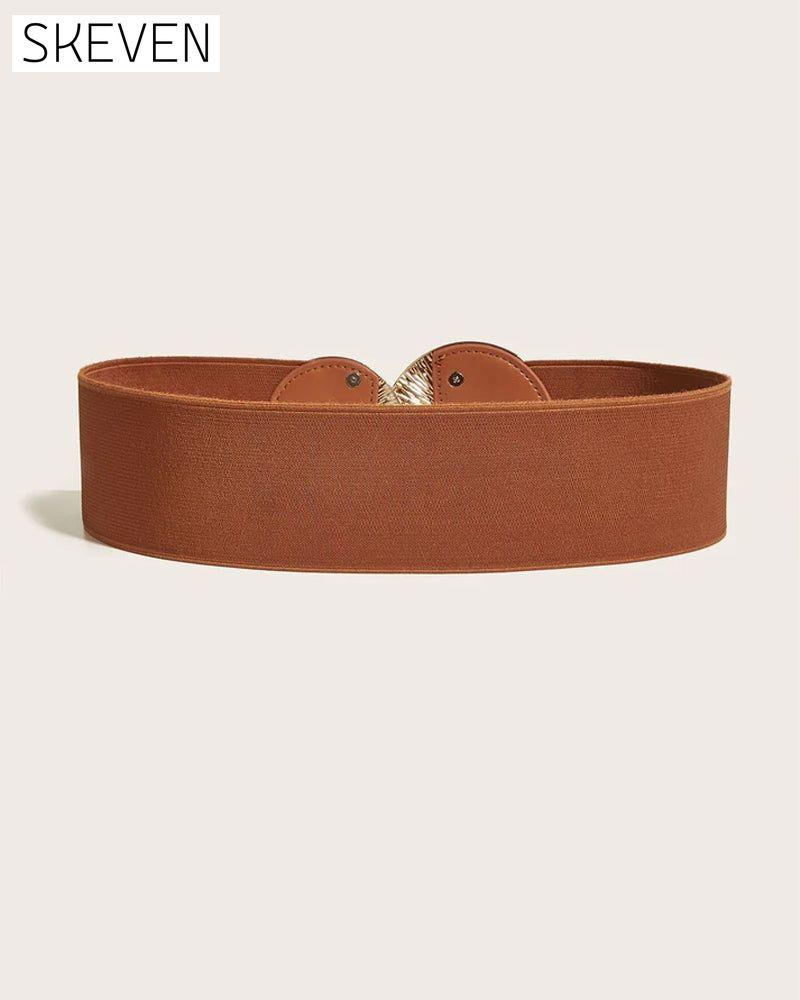 Damen Vintage Elastische Riem Met Gouden Gesp