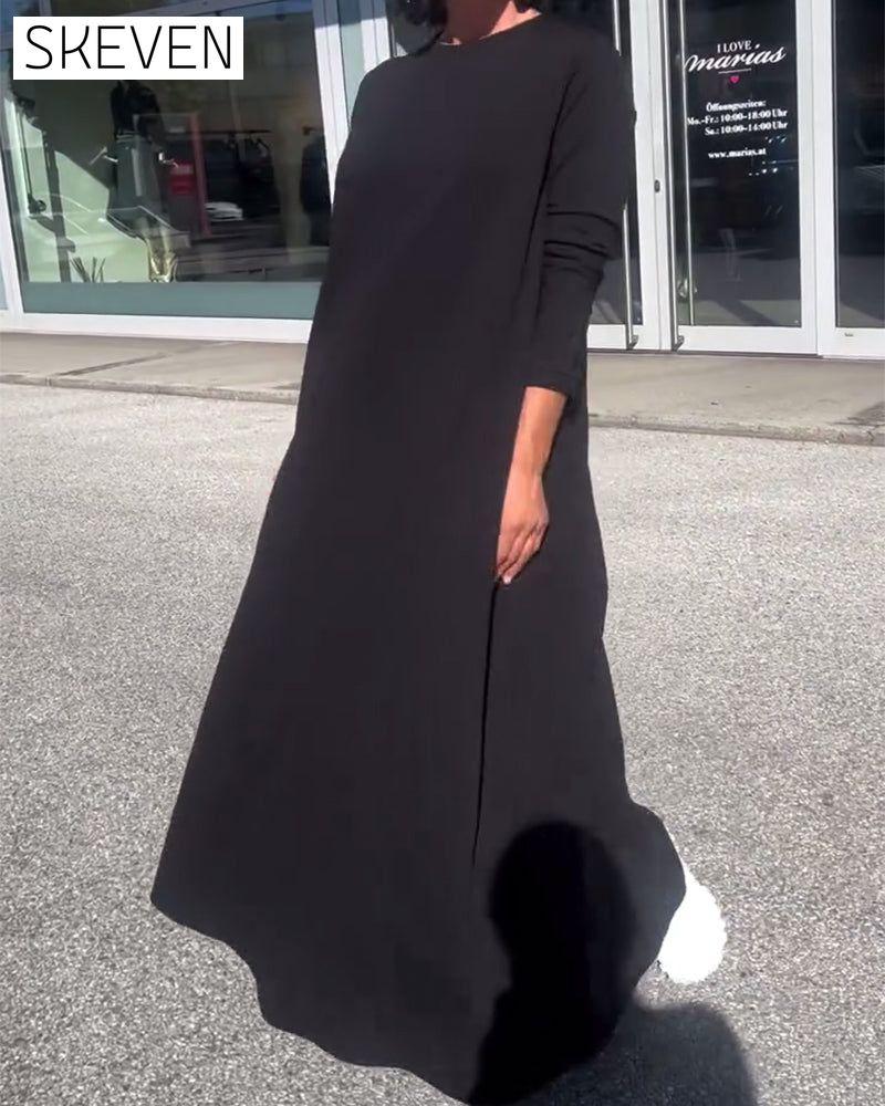Loose Long Sleeve Round Neck Dress