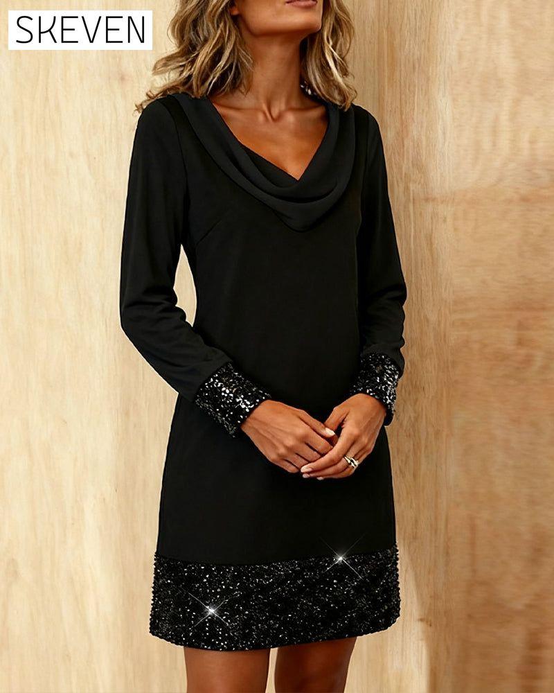 Paillettenkleid mit Rollkragen