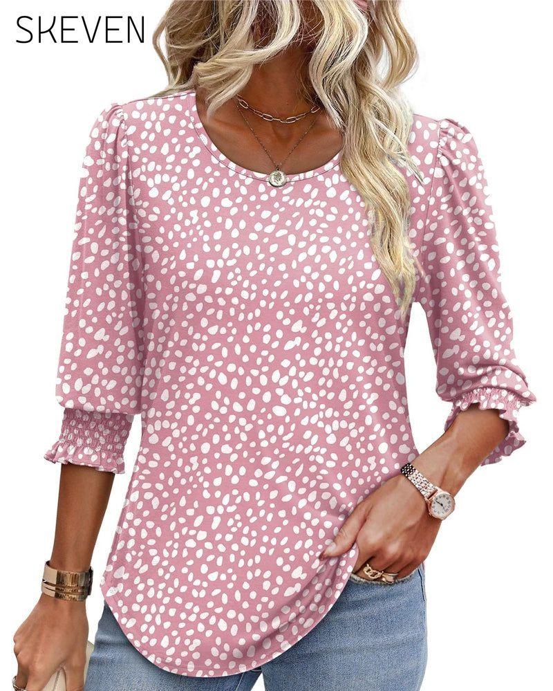 Puff Sleeve Printed Blouse