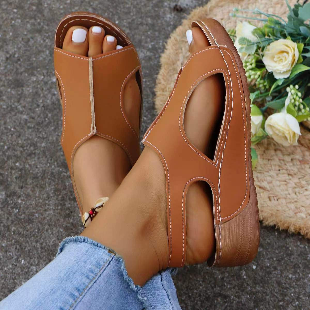 Wedges Sandals With Elastic Band Design Casual Shoes