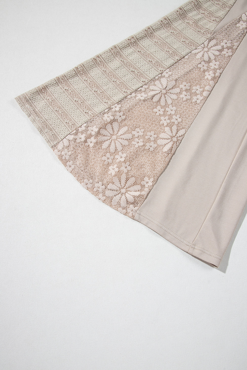 Blue Zone Planet |  Smoke Gray Boho Lace Patchwork Wide Leg High Waist Pants