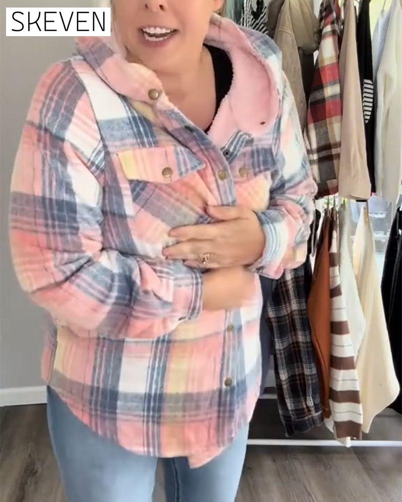 Plaid Hooded Woolen Coat