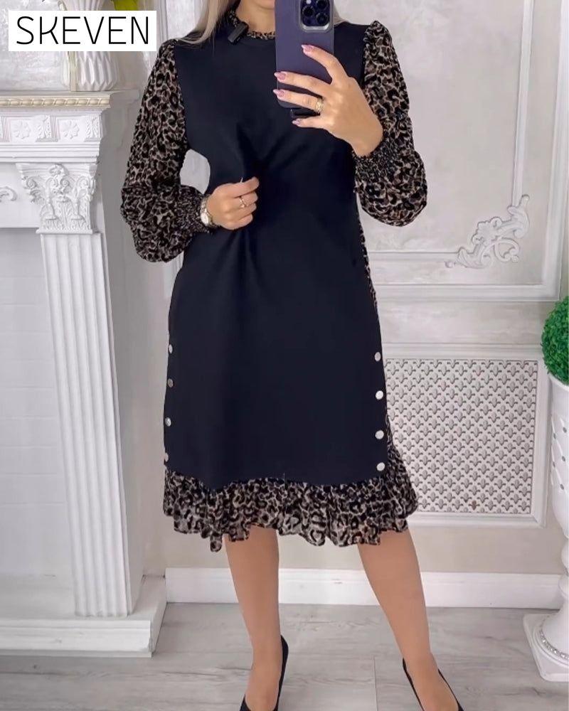Elegant Shift dress with Color Block 2023 f/w casual dresses spring