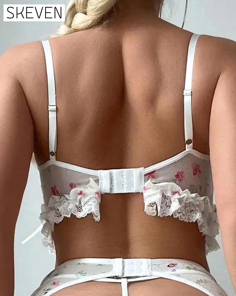 Ruffled Garter Belt Teddy Bear Pajama Set