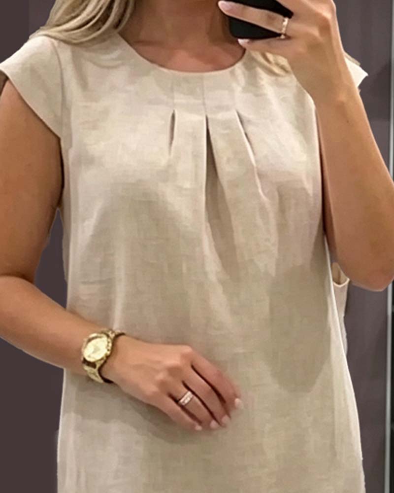 Flutter Sleeve Crewneck Sheath Dress