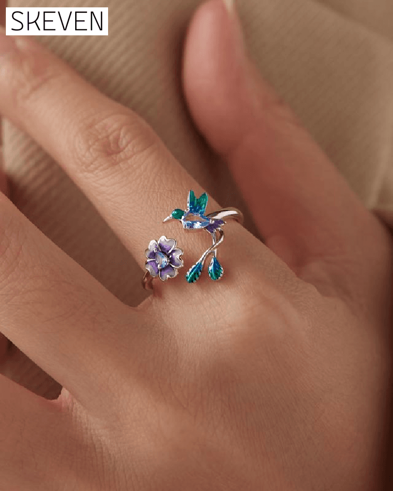 Bague ajustable Fleur et Oiseau