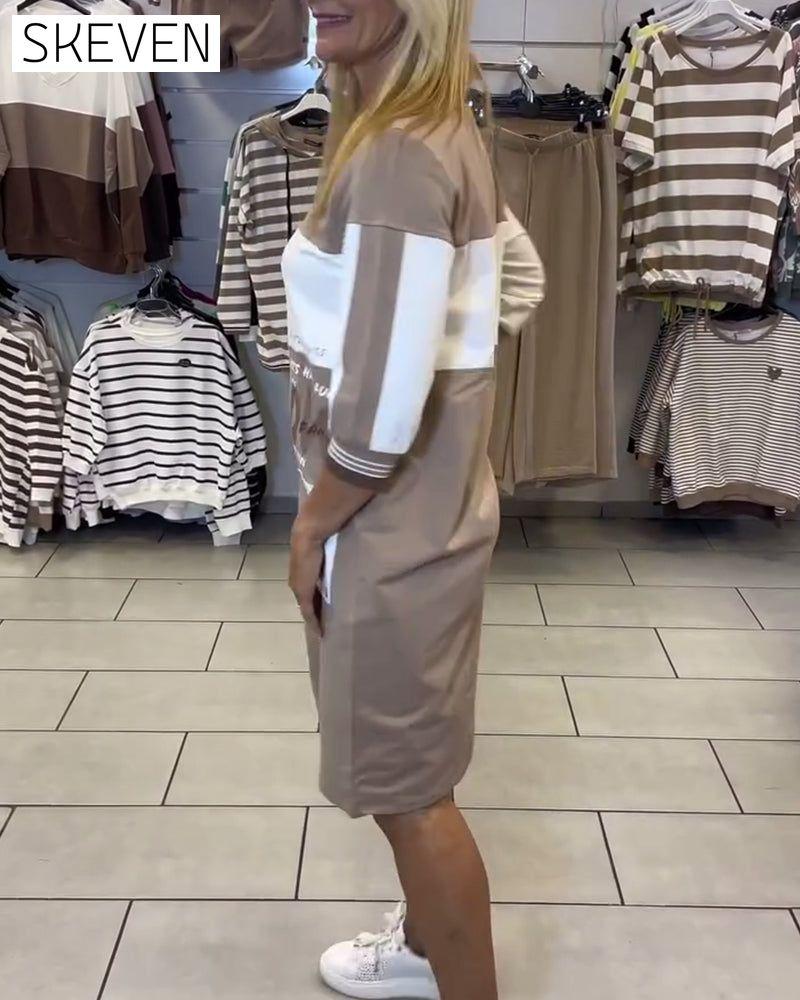 Contrast Color Panel Dress