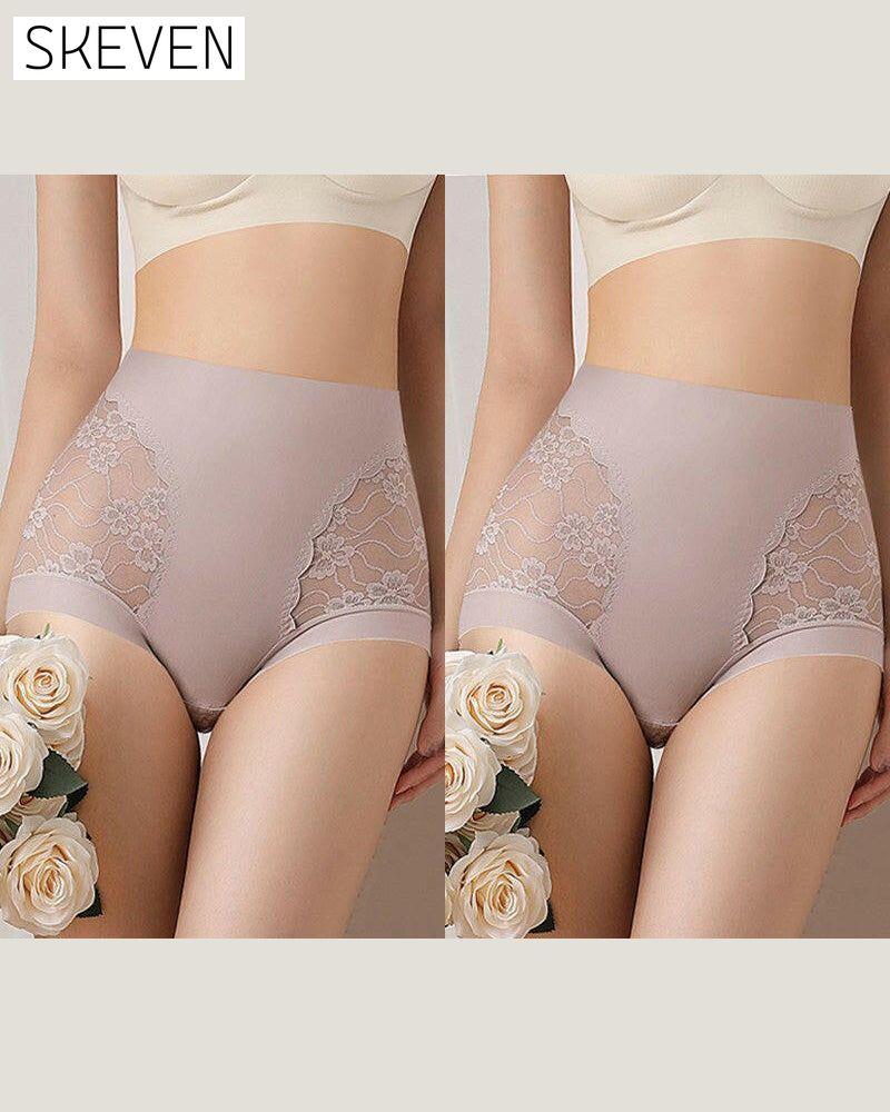 Sous-vêtements en dentelle extensible sans coutures à taille haute pour femmes