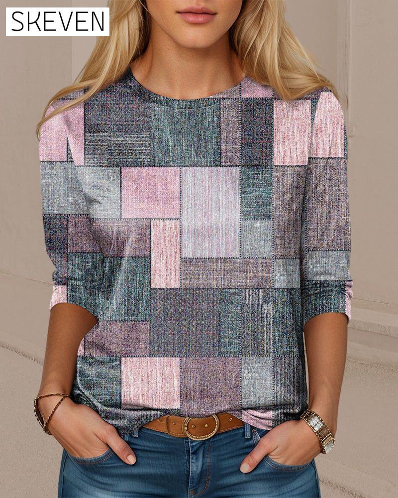 Langarmshirt mit Farbblock-Karo