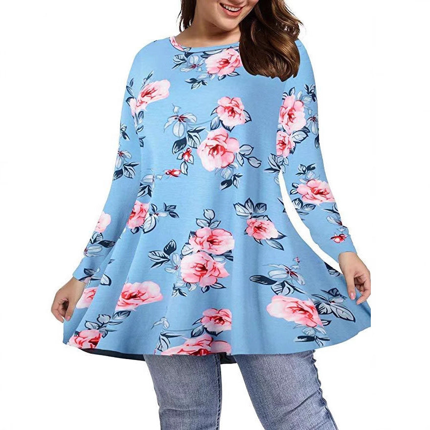 Long-sleeve Belted Top Plus-size Relaxed Fit