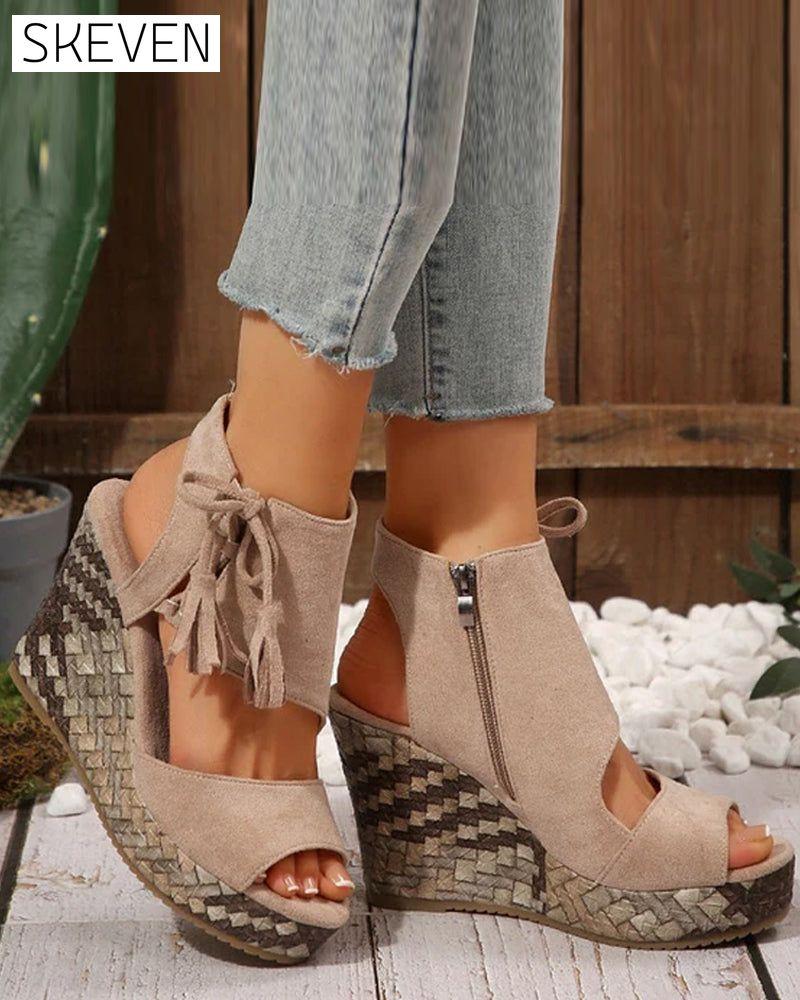👡Women's Open Toe Platform Wedge Tassel Sandals