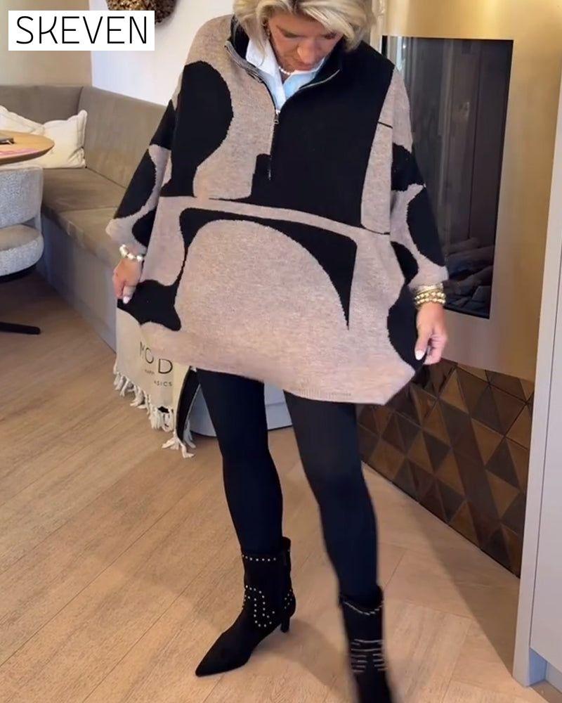 Half-Zip Stand Collar Fashionable Pullover