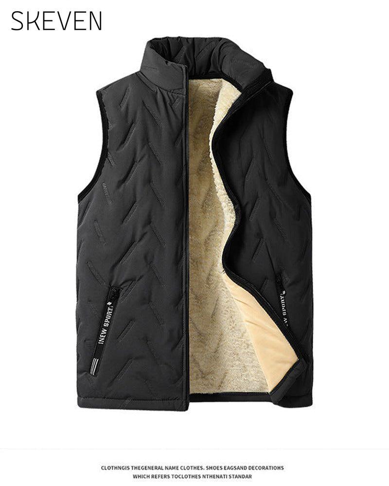 Unisex Winter Warme Lässige Ärmellose Steppweste mit Fleecefutter