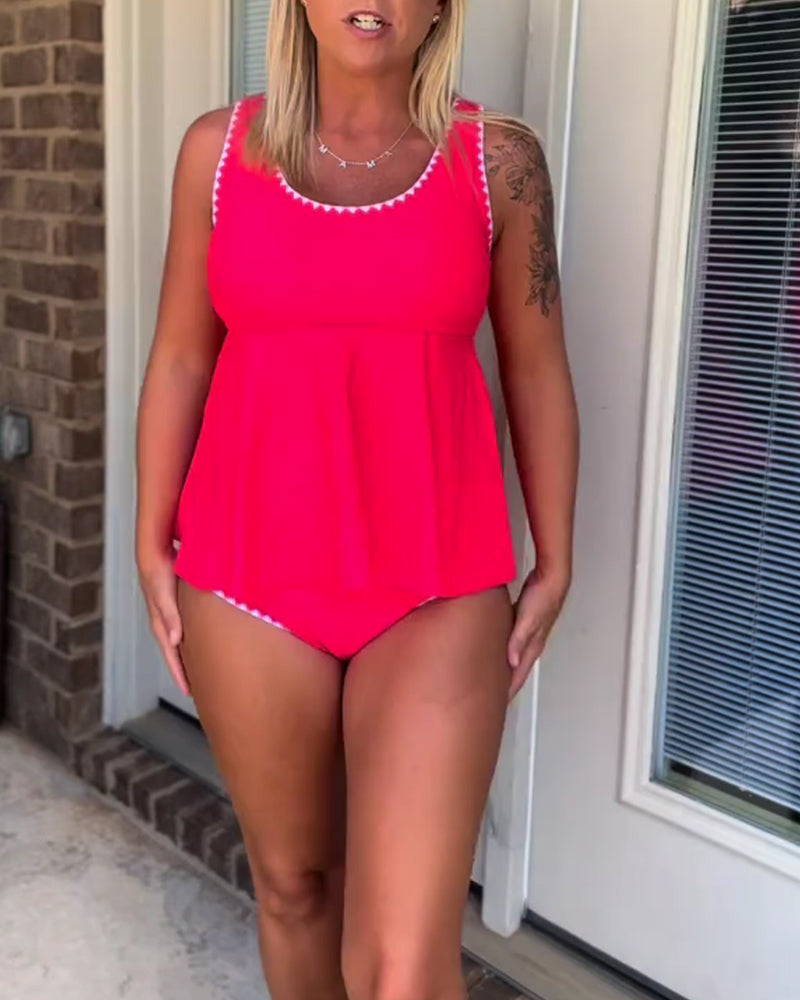 Stylish Contrast Triangle Tankini
