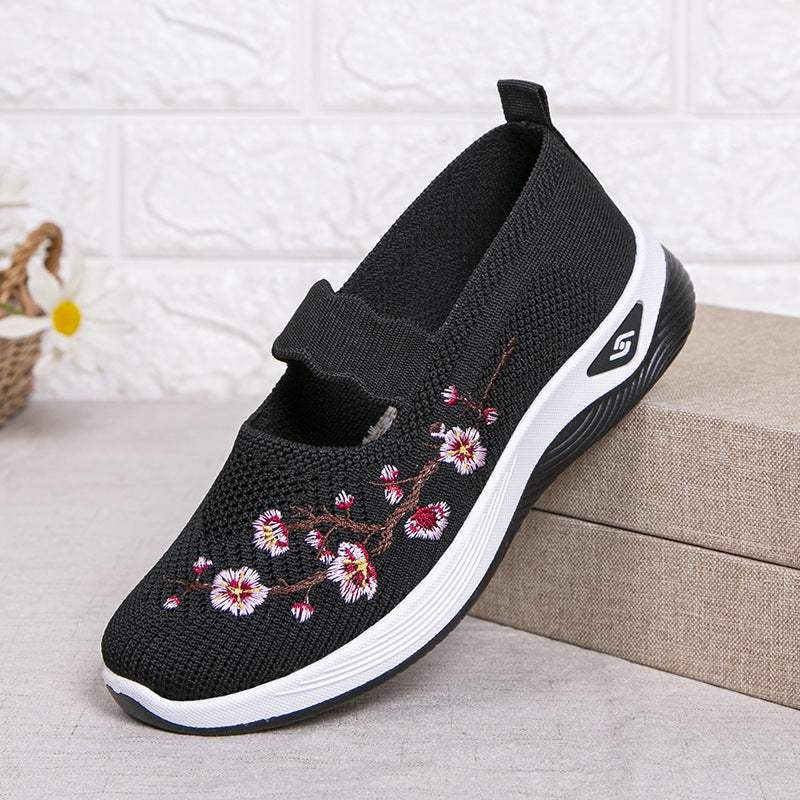 Casual Slip-on Shoes With Shallow Openings And Embroidery